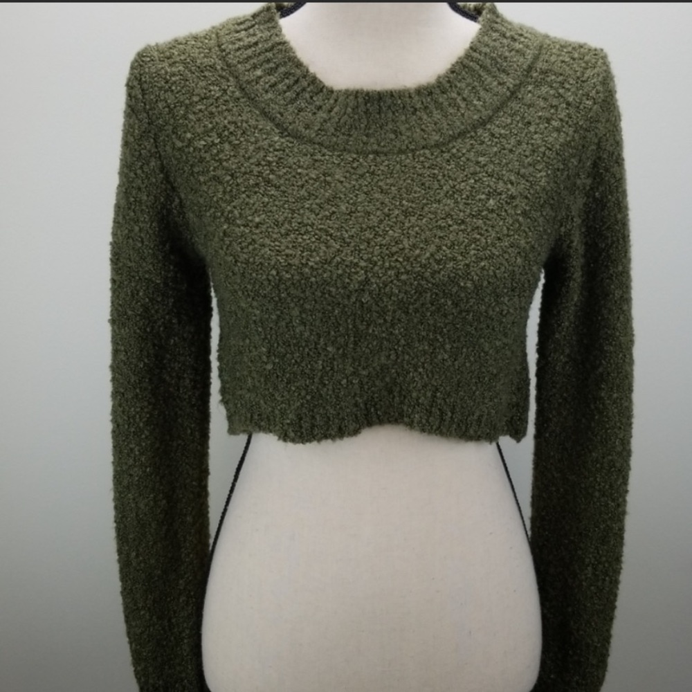 Wild Fable Forest Green Cropped Sweater